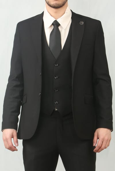 Heren Zwarte 3-delige Formele Klassieke Prom Kostuum Werkkleding