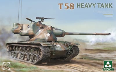 Takom Modelbouwpakket Militaire voertuigen - 2204 T58 - Amerikaanse Zware Tank - Prototype met 155mm Kanon - Tank Plastic - 1:35 - Modelbouw