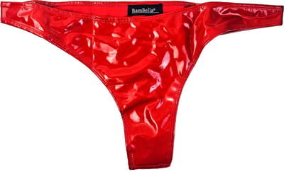 BamBella® Erotische slip- Maat S/M- Wetlook String Dames - Rood Datex mix latex en stof ondergoed Sexy BDSM kleding