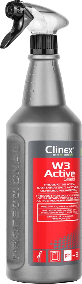 Clinex W3 Active Shield – Sanitair & Badkamerreiniger – Verwijdert Kalk & Roest – Beschermende Polymeerlaag – Fris Aroma