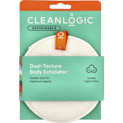 CleanLogic, duurzame body-exfoliator met dubbele textuur, 1 stuk blue