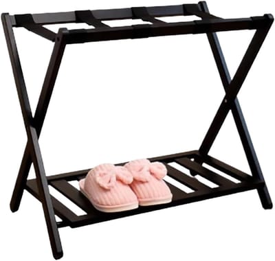 Bagagerek - Kofferstandaard - Reizen Organiseren - Opvouwbaar Bamboe Frame - 68 x 40 x 58 cm - Zwart