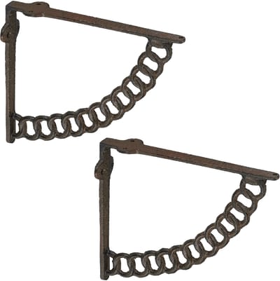 Plankdrager - set van 2 - 21 cm - gietijzer - industrieel - bruin