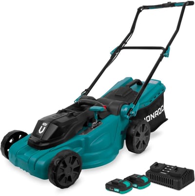 VONROC Accu Grasmaaier – 40V – 38 cm maaibreedte - Vier instelbare maaihoogtes: 35/45/55/65 mm - Incl. 45L Opvangbak - Incl. 2x 2.0Ah Accu en dubbele snellader
