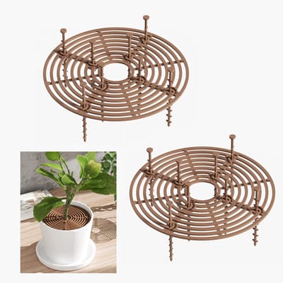 2-stuks Bloempotroosters -Plantenpotbeschermer - Plantenbeschermer - Bloempothoes - Gaasdeksel voor plantenpot - Beschermt tegen graven door katten/honden - 19 cm - Kan worden ingekort - Geschikt voor woonkamer, tuin, potplanten - Bruin