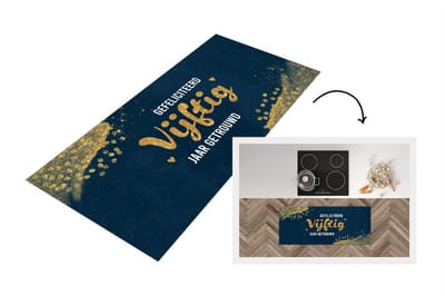 Keukenloper - Loper keuken - Huwelijk - Gefeliciteerd vijftig jaar getrouwd - Goud - Spreuken - Quotes - 120x50 cm - Keukenloper vinyl