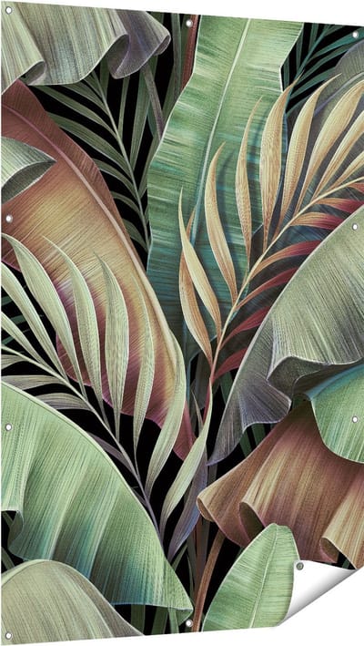 Gards Tuinposter Tropische Bladeren - 100x150 cm - Tuindoek - Tuindecoratie - Wanddecoratie buiten - Tuinschilderij