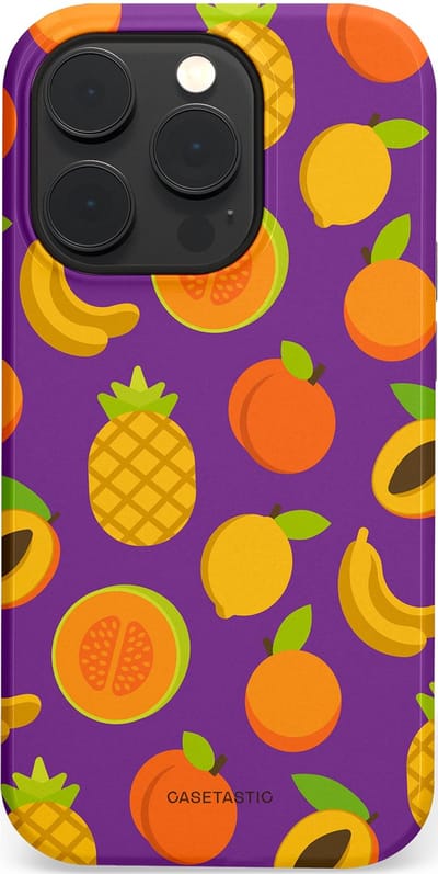 Casetastic Hoesje Geschikt voor Apple iPhone 14 Pro Magsafe - Stijlvolle Beschermende Duo-layer Case - Tropisch Fruit Feest