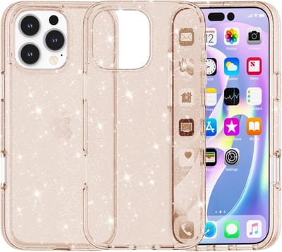 Coverup Hoesje - Geschikt voor iPhone 16 Pro Hoesje - Coverup Glitter TPU Back Cover - Goud