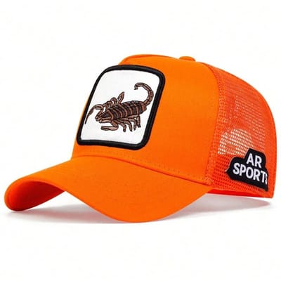 Unisex Schorpioen Borduurwerk Baseball Net Petten Buiten Verstelbaar Lente En Zomer Casual Zonbescherming Hoed orange