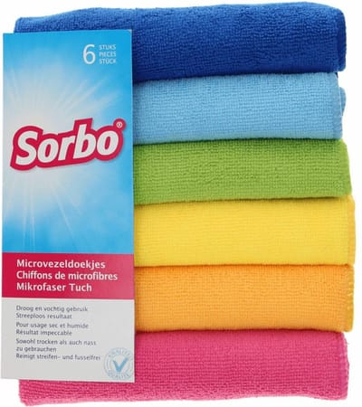 Sorbo Microvezeldoeken gekleurd - 6x stuks - 40 x 40 cm - Vaatdoeken microvezel - Micorvezeldoekjes