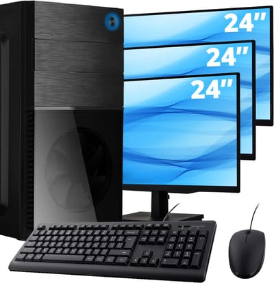 Intel Compleet PC + 3 x 24" Monitor + Muis & Toetsenbord | Intel Core i5 | 16 GB DDR4 | 1 TB SSD - NVMe | RTX 5060 | Windows 11 Pro + WiFi & Bluetooth