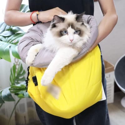 Huisdier Draagtas - Reismand Kat - Comfortabel Vervoer - Zachte Mat Inclusief - Tot 7.5 kg - Geel