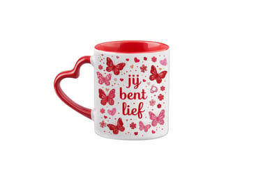 Valentijns mok, Bedrukte mok voor valentijn, Mok met hart, Mok met tekst, Gekleurde mok, XLX®