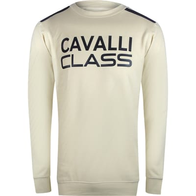 Cavalli Class Sweatshirt Met Getapete Schouders En Beige Zandkleur