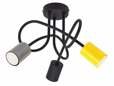 Plafon Lampa Sufitowa Loft Czarny Żółty Szary GU10 3x15W