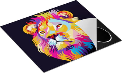 Chefcare Inductie Beschermer Gekleurde Leeuw - Leeuwenkop - Abstract - 60x50 cm - Afdekplaat Inductie - Kookplaat Beschermer - Inductie Mat