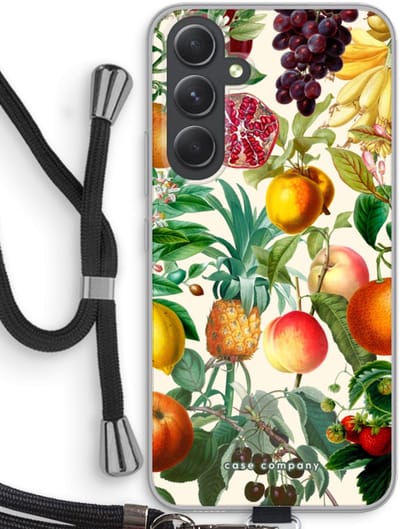 Case Company® - Hoesje met koord geschikt voor Samsung Galaxy A54 hoesje met Koord - Classic Flora - Telefoonhoesje met Zwart Koord - Bescherming aan alle Kanten en Over de Schermrand