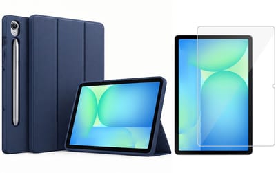 ChiGuard Hoesje & Screenprotector geschikt voor Samsung Galaxy Tab S10 FE+ Hoesje – Gehard Glas - Shock Proof Hoesje – Smart Cover - Blauw