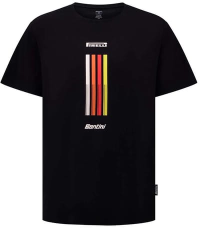 Santini Pirelli Tape T-shirt Met Korte Mouwen Zwart S