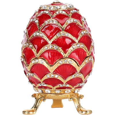 Oeufs de Pâques émaillés, décorations en métal peint et émaillé doré, décoration d'intérieur