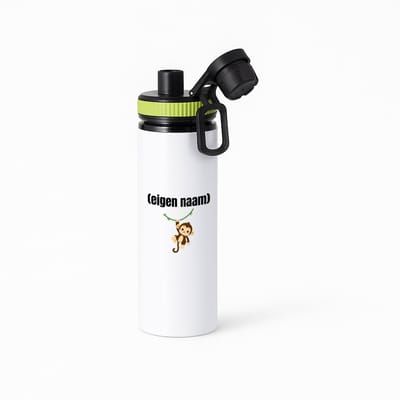 Hacebo® - kleine aap met eigen naam waterfles met draaidop groen - Aap - apen liefhebbers - iemand die houdt van apen - verjaardag - cadeau - kado - water fles - 850ML