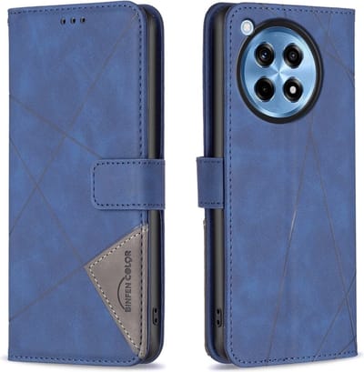 BINFEN Hoesje - Geschikt voor OnePlus 12R Hoesje - BINFEN Geometric Book Case - Blauw
