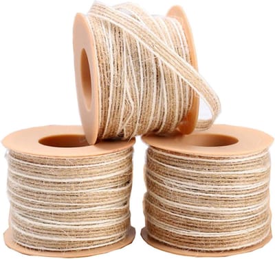 Jute Touw Rollen, Vintage Cadeau Ribbons, Natuurlijke Viskatoen en Linnen Geweven Ribbons voor Feestdecoratie en DIY Projecten