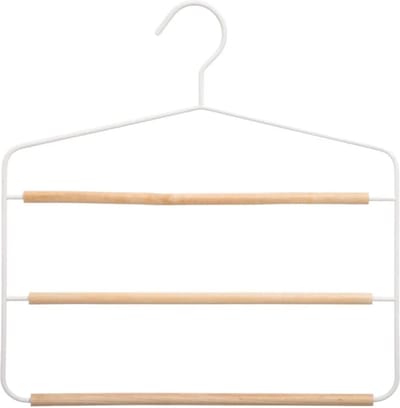 5Five Luxe kledinghanger/broekhanger voor 3 broeken - wit - 35 x 36 cm - Kledingkast hangers/kleerhangers/broekhangers