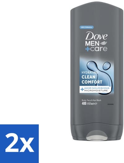 Dove - Douchegel - Men+ Care Clean Comfort - Comfort en verzorging - 400 ml - Voordeelverpakking - 2 stuks