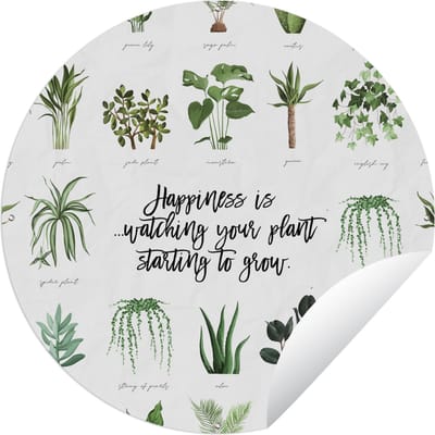 Tuincirkel Quotes - Happiness is... watching your plant starting to grow - Spreuken - 60x60 cm - Ronde Tuinposter - Buiten