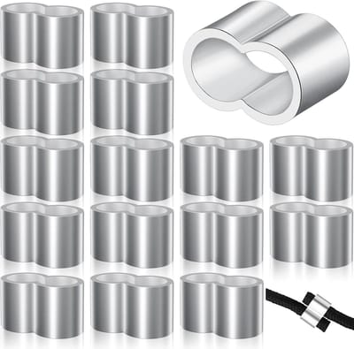 25 Stuks Aluminium Klemmen voor Metalen Kabels en Rubber Touw - Ideaal voor Zeil, Expander en Trailer 8mm (Dubbele Mouwen, 0.78 x 0.48 inch)