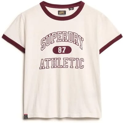 Superdry - Athletic Essentials Ringer T-shirt met aansluitende pasvorm - Dames - T-shirts