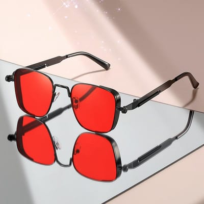 Metal Racing high-end punkstijl zonnebril Bescherming gepersonaliseerde hip-hop straatfeest zonnebril modieuze items red