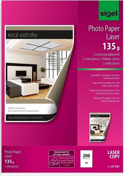 Fotopapier Sigel kleurenlaser - A4 hoogwit glans 135g 200 vel