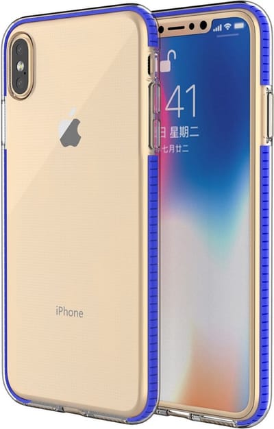 Peachy Beschermend gekleurde rand hoesje geschikt voor iPhone XS Max Case TPE TPU back cover - Blauw