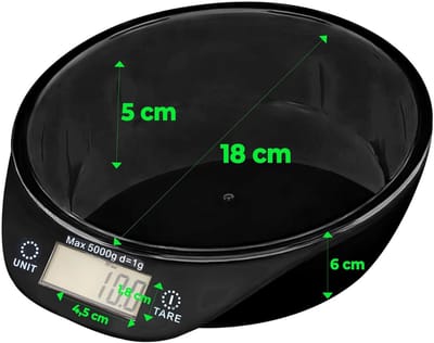 QORA® KeukenweegQORAaal digitaal met kom - KeukenweegQORAaal - KeukenweegQORAaal digitaal - Zwart - 23cm x 20cm x 8cm