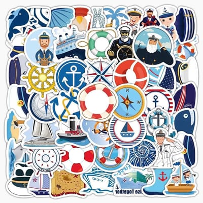 Nautische Stickers 102 Stuks - Waterdicht Vinyl - 100 Unieke Ontwerpen - Perfect voor Waterflessen - ShopVlot