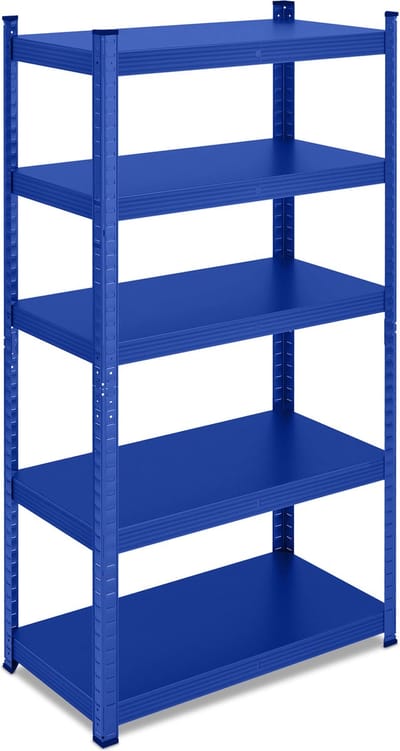 stellingkast - 875 kg - 150x75x30 cm - staal - 5 planken - blauw
