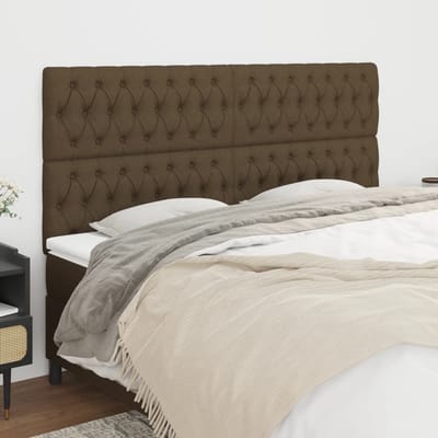 vidaXL - Hoofdbord - donkerbruin - 200x7x118/128 - cm - stof
