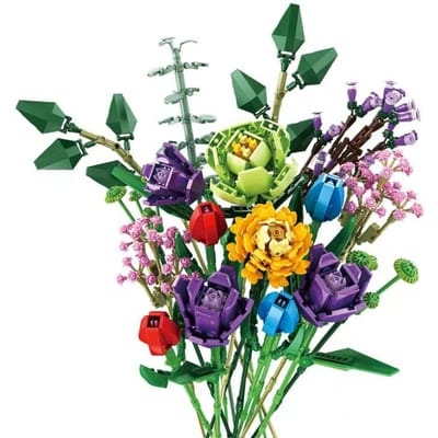 Grappige vreugde eeuwige kunstmatige rozen blok chrysanthemum bloem huisdecoratie wilde bloemen bouwblok boeket meisje cadeau