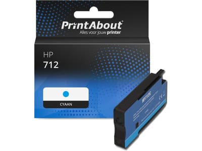 PrintAbout huismerk Inktcartridge 712 (3ED67A) Cyaan Geschikt voor HP