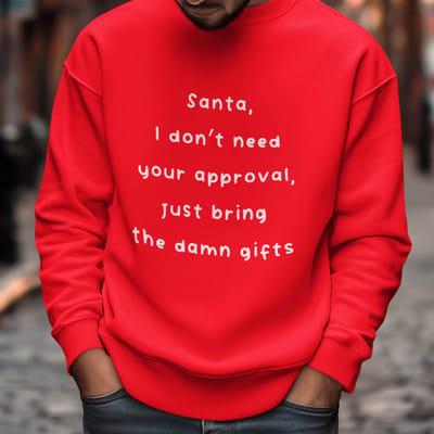Foute Kerst Trui Rood Santa, I Don't Need Your Approval Just Bring The Damn Gifts XS