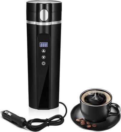 Aurixi® Draagbare Waterkoker – 450 ML - Mini Waterkoker Met LCD Display - Portable Reis Waterkoker - Camping Waterkoker - Zwart- ‎24cm x 8cm x 8cm