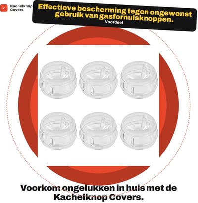 Dailygoods - Kachelknop Covers - Gasveiligheidsknop Sloten - Transparant Wit - Kinderslot Knopbeschermer - Geschikt voor gasfornuis