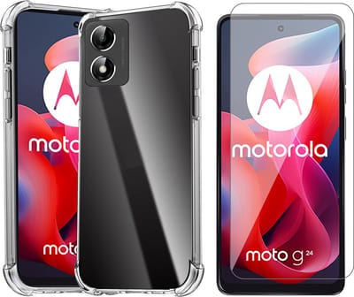 Hoesje geschikt voor Motorola Moto E14 / G24 / G24 Power / G04 / G04s - Screenprotector Glas - Shockproof Transparant