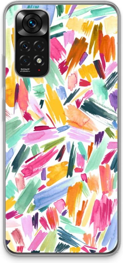 Case Company® - Hoesje geschikt voor Xiaomi Redmi Note 11 hoesje - Watercolor Brushstrokes - Soft Cover Telefoonhoesje - Bescherming aan alle Kanten en Schermrand
