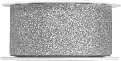 1x Hobby/decoratie zilveren sierlinten met glitters 3 cm/30 mm x 5 meter - Kerst - Cadeaulinten satijnlinten/ribbons