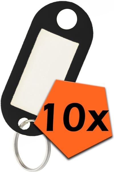 Sleutelhanger Bagagelabel Gekleurde Sleutellabels Sleutelhangers Naamlabel Zwart - 10x