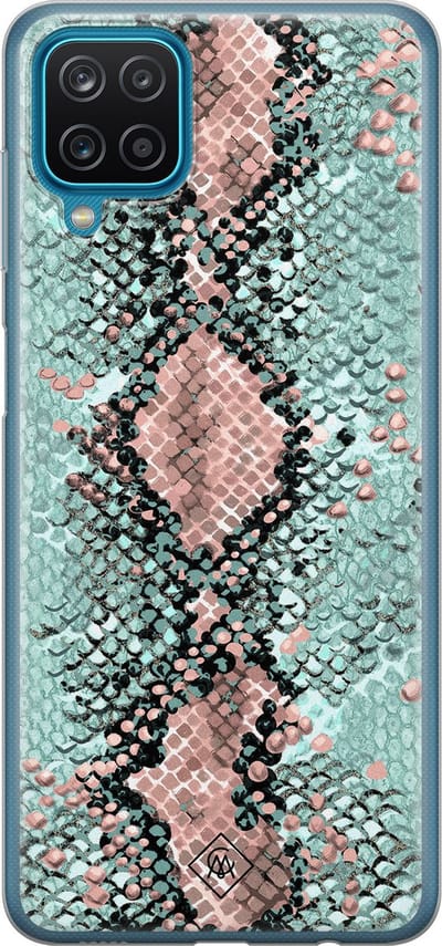 Casimoda® hoesje - Geschikt voor Samsung A12 - Slangenprint pastel mint - Backcover - Siliconen/TPU - Mint